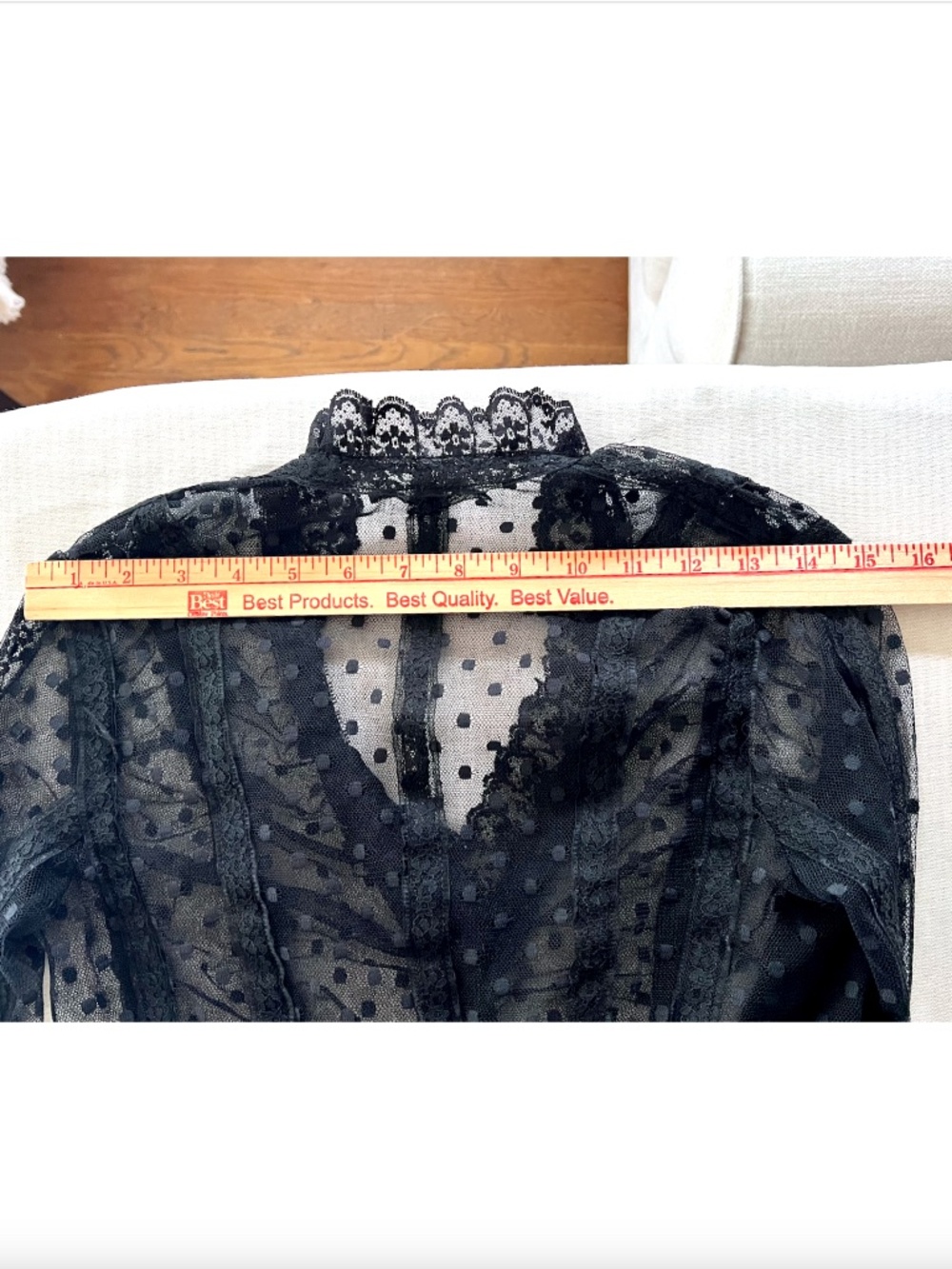 Vintage BETSEY JOHNSON Mesh/Lace Swiss Dot Button Up Blouse - 4* (XS) - Picture 9 of 13